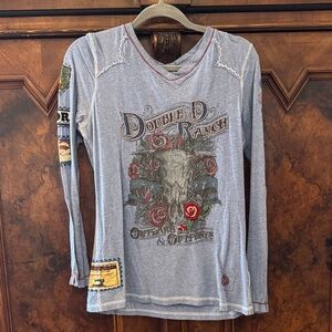 Double D Ranch Blue Long Sleeve Graphic Top